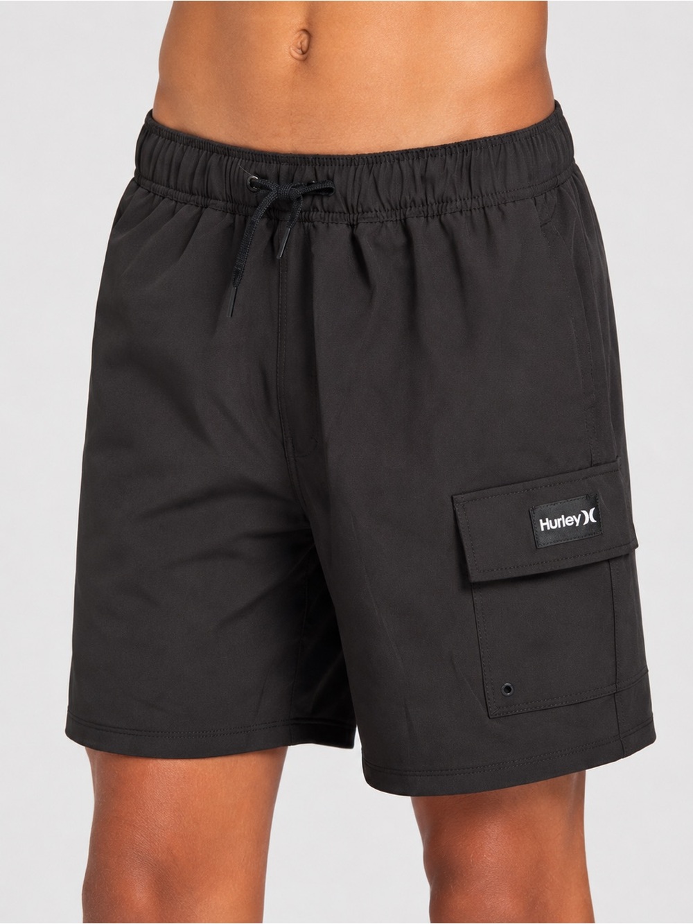 Hurley Boys Black Cargo Swim Trunks Size 8 NWT